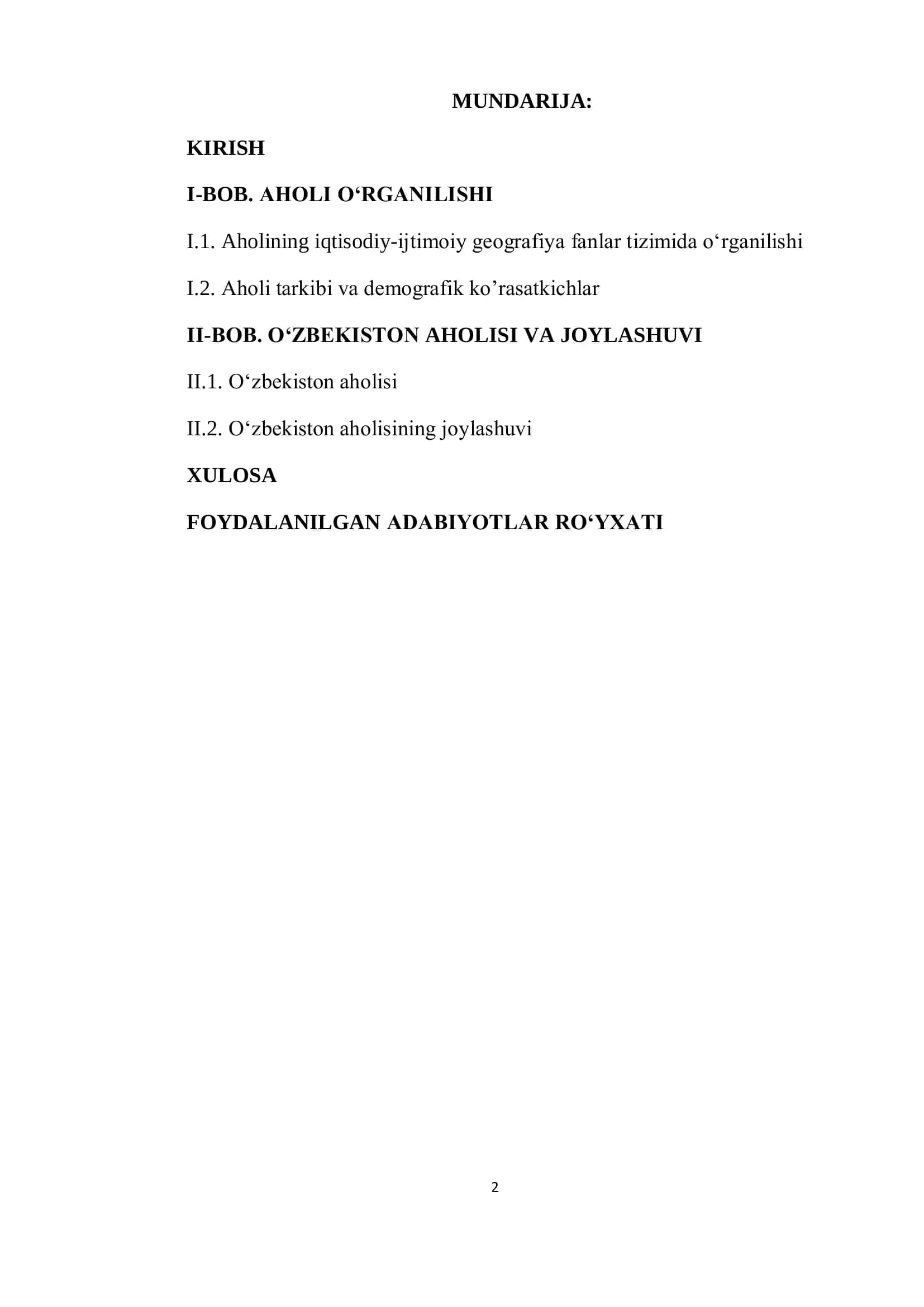 O'zbekiston aholisi va uning joylashuvi