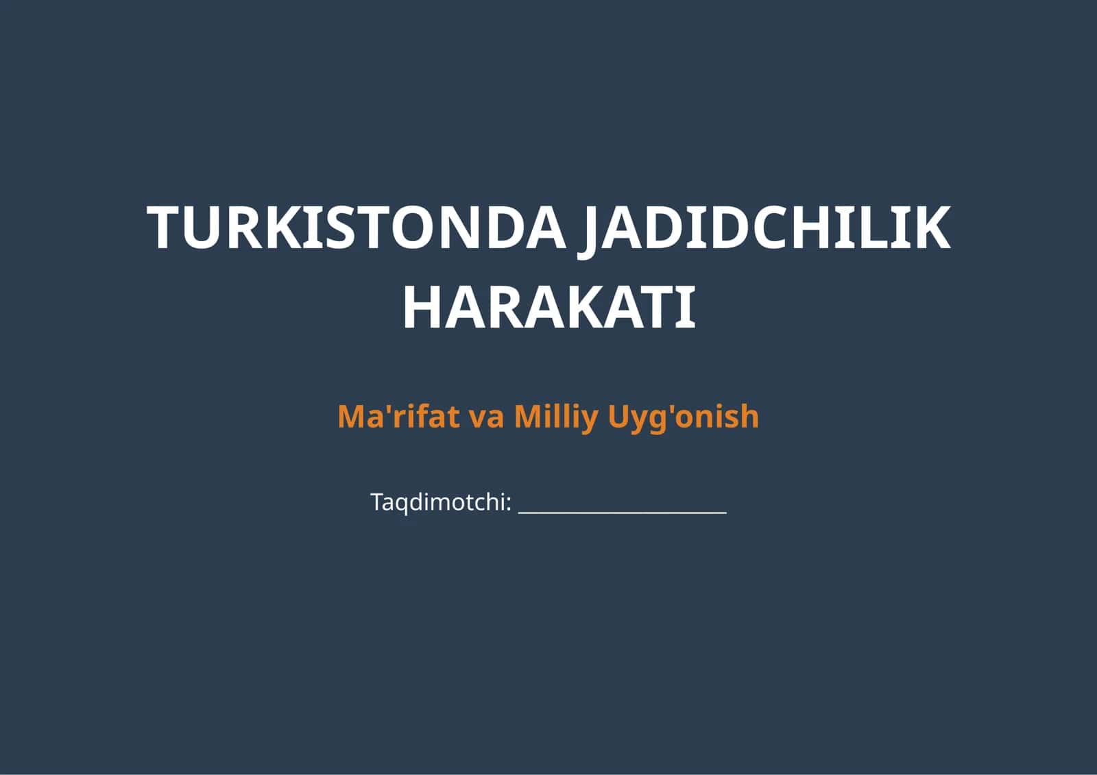 Turkistonda Jadidchilik Harakati