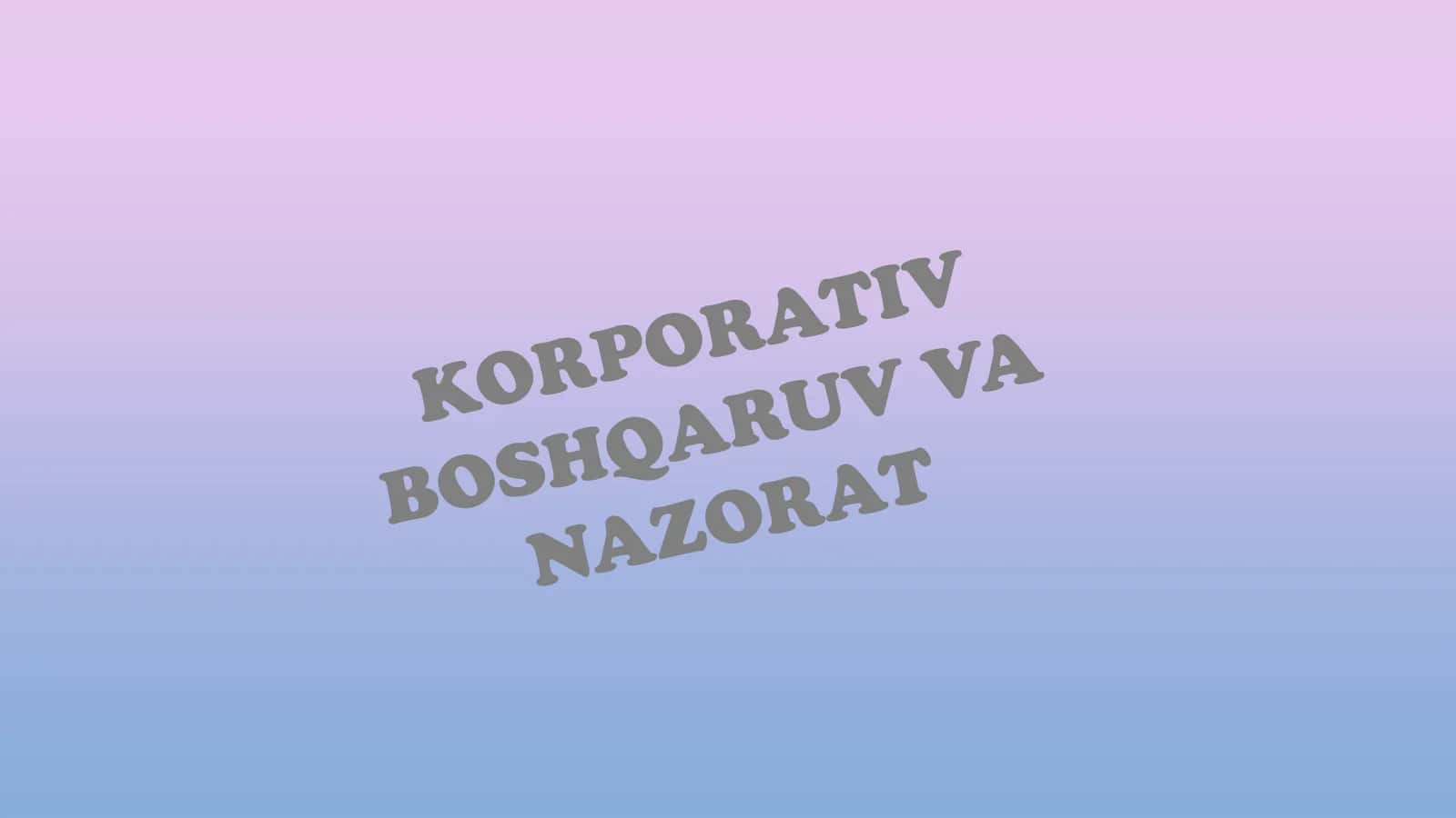 KORPORATIV BOSHQARUV