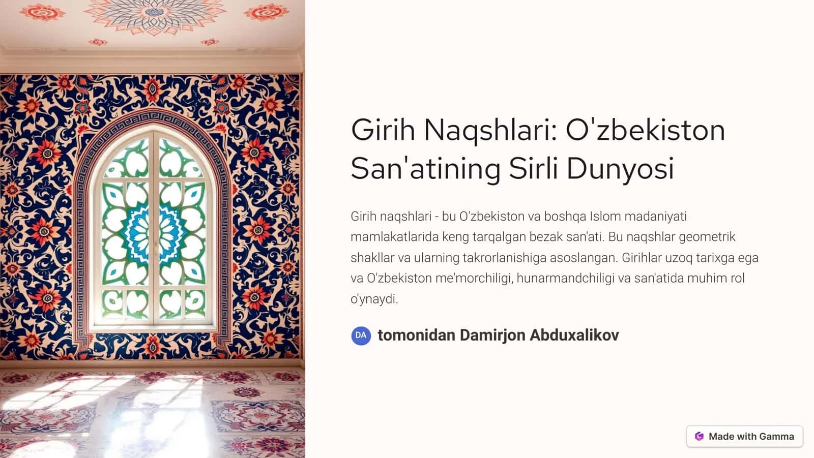 Girih Naqshlari: O'zbekiston