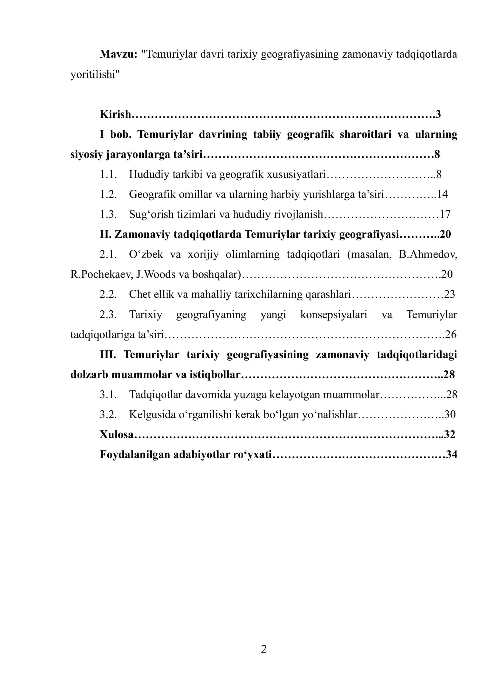 Temuriylar davri tarixiy geografiyasining zamonaviy tadqiqotlarda yoritilishi