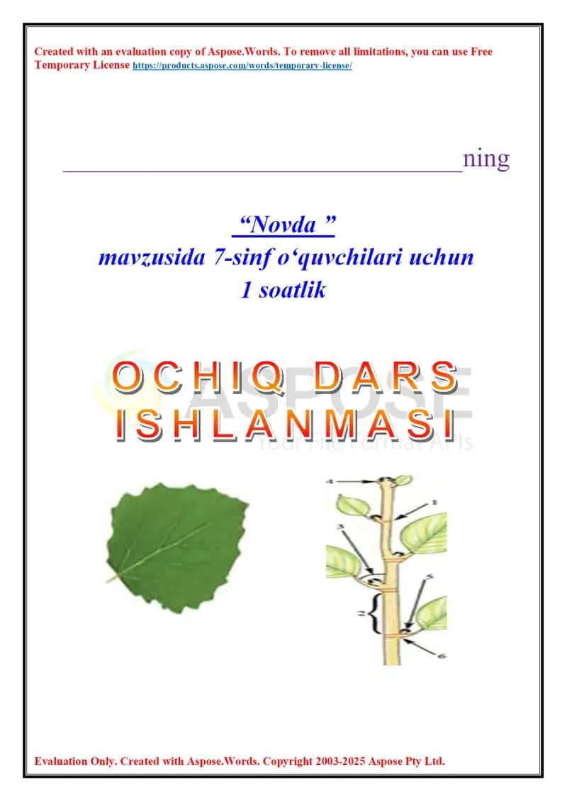 7-sinf Novda fanidan biologiya darsi
