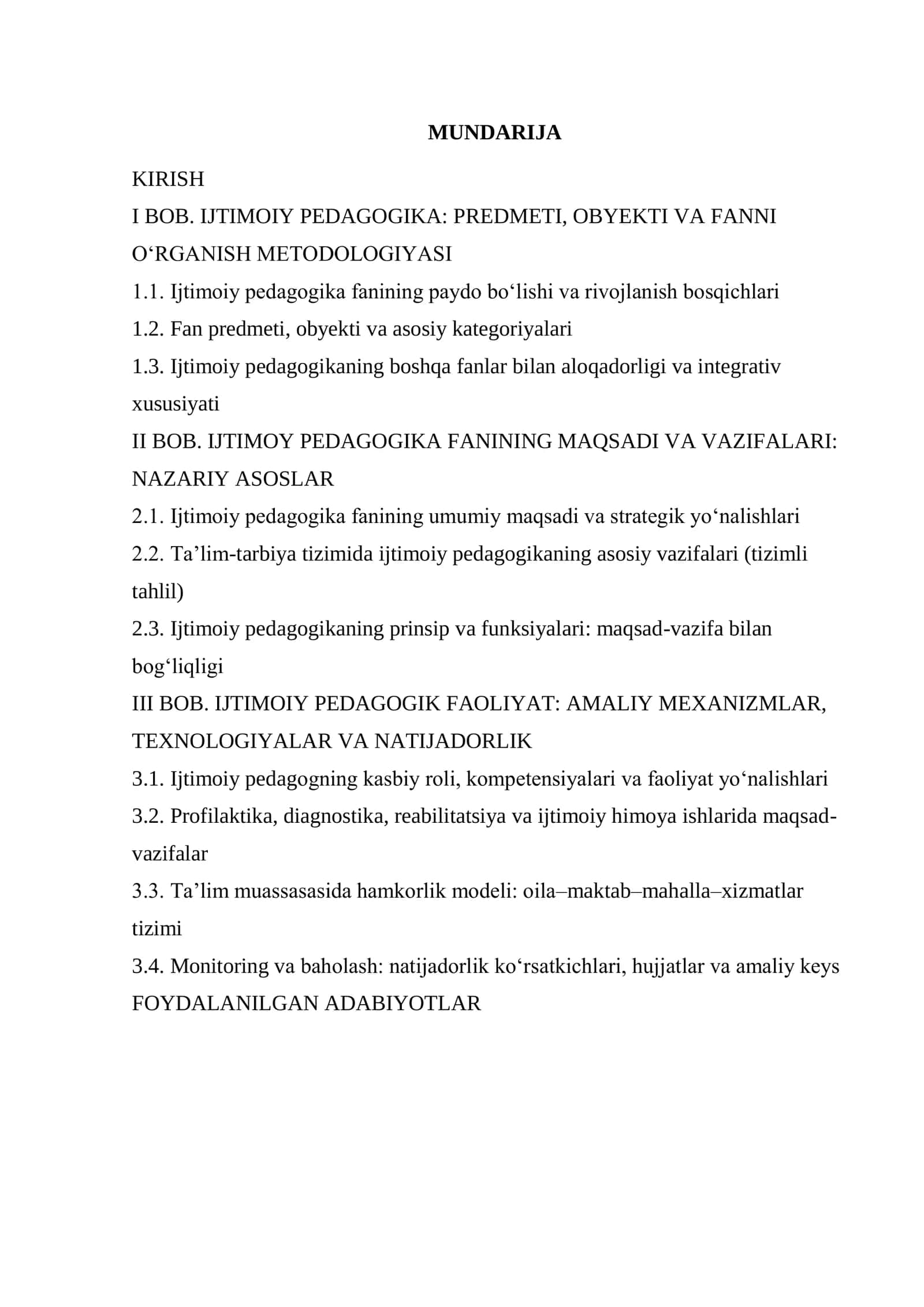 IJTIMOY PEDAGOGIKA: PREDMETI, OBYEKTI VA FANNI