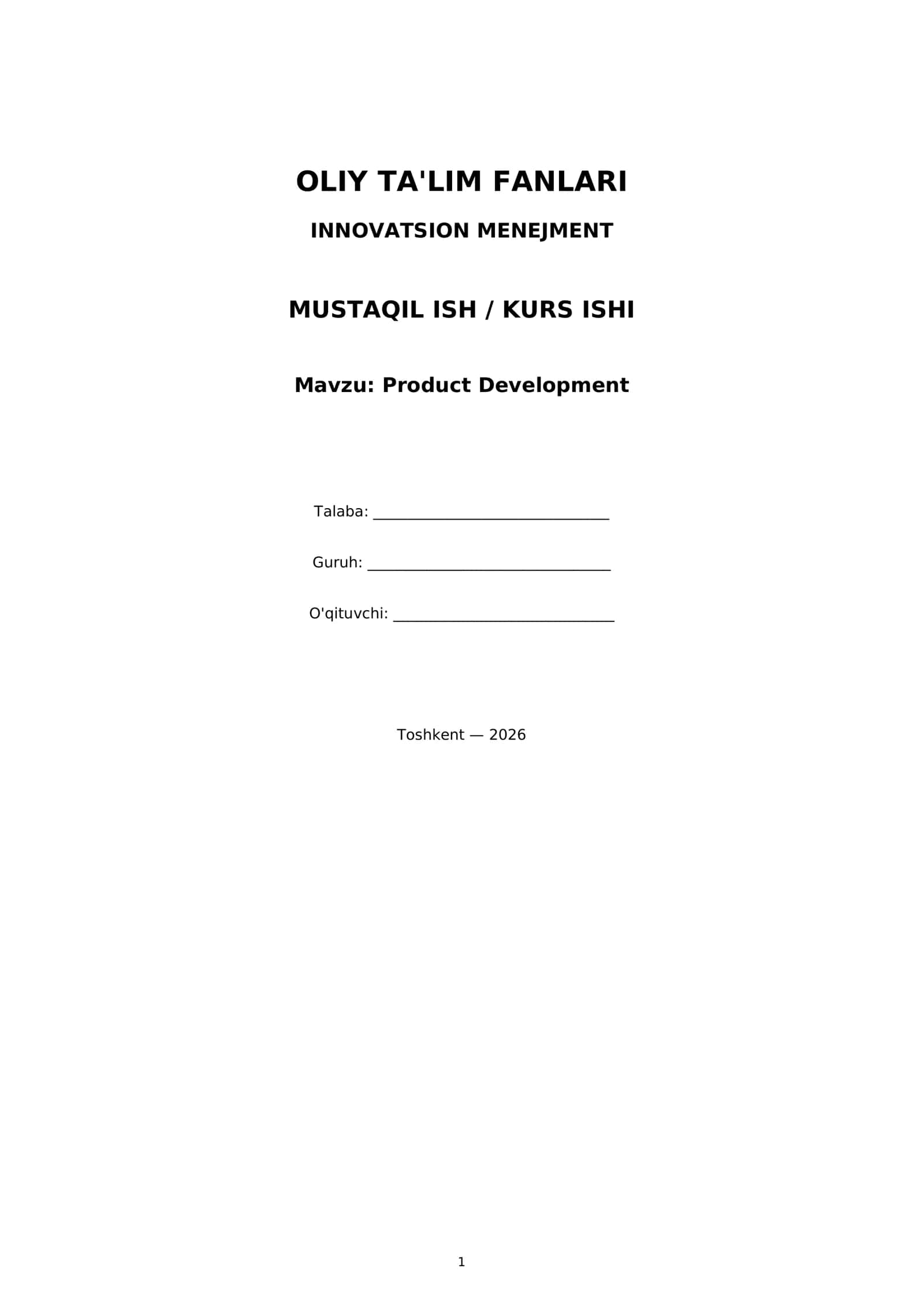 Product Development