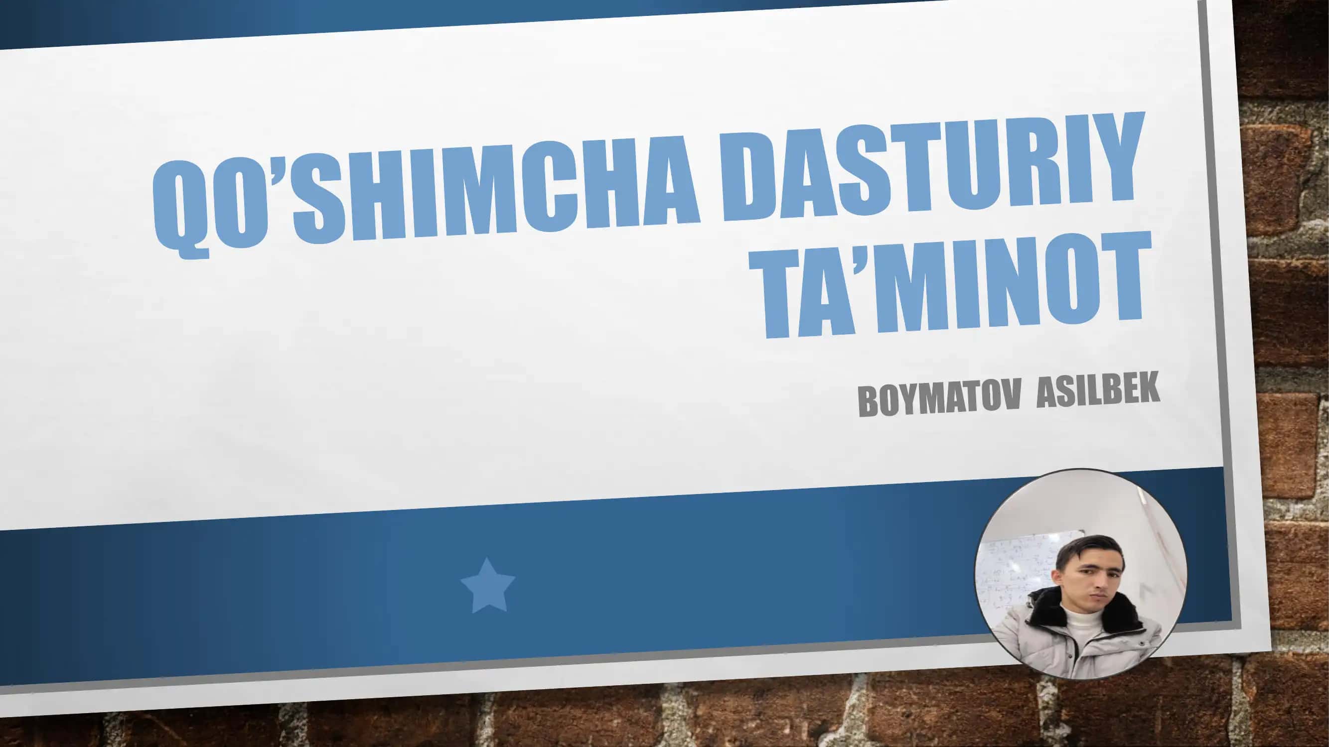 QO‘SHIMCHA DASTURIY TA’MINOT