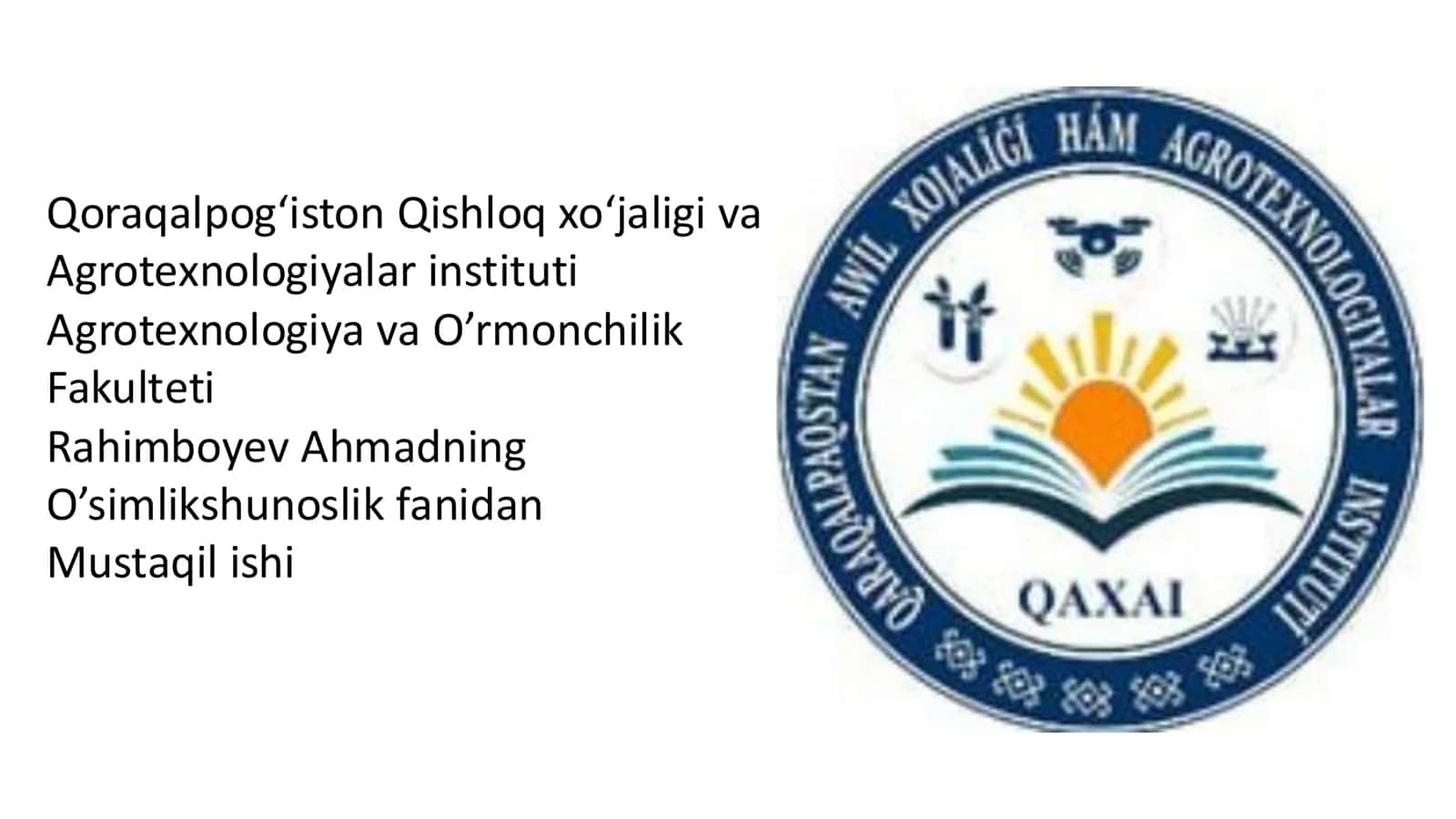 Shol o'sishi uchun quyosh nuri zarur