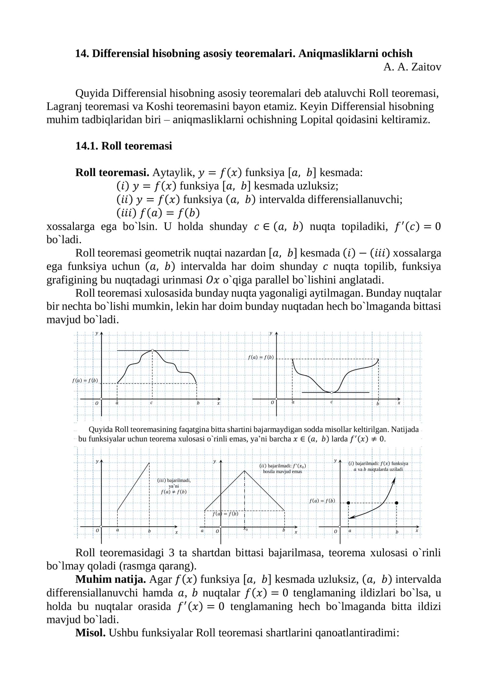 Differensial hisobning asosiy teoremalari