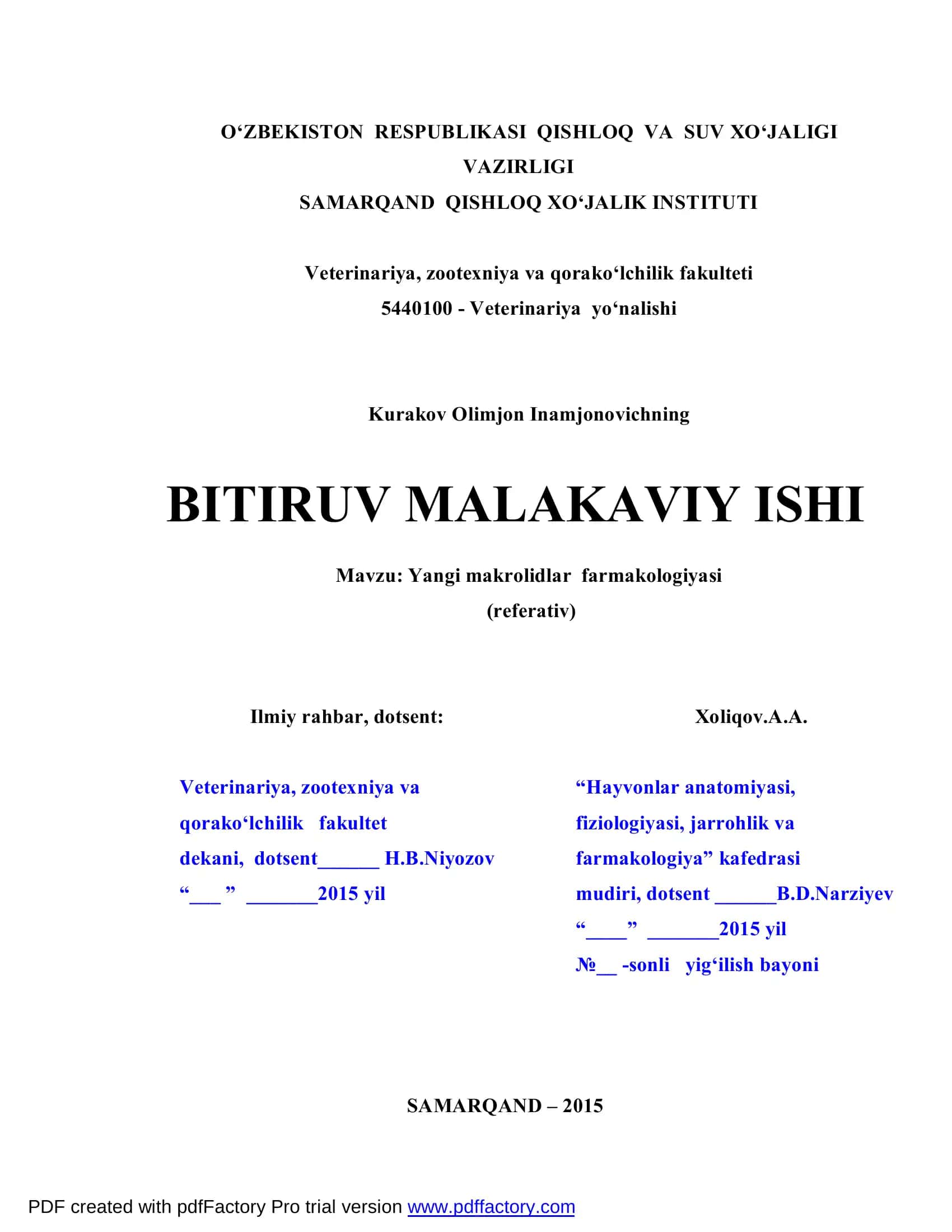 Yangi makrolidlar farmakologiyasi