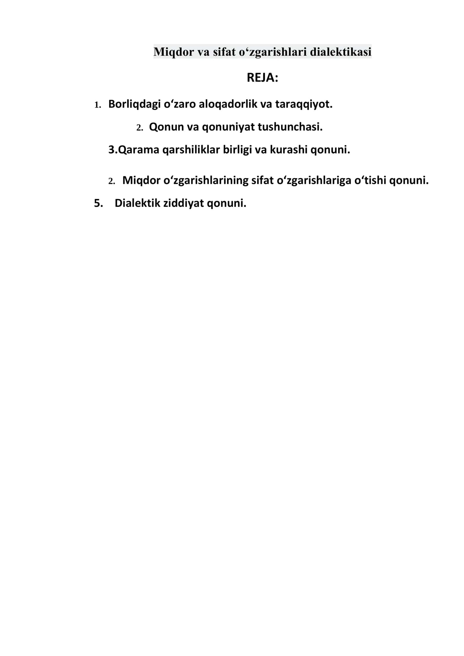 Miqdor va sifat o‘zgarishlari dialektikasi