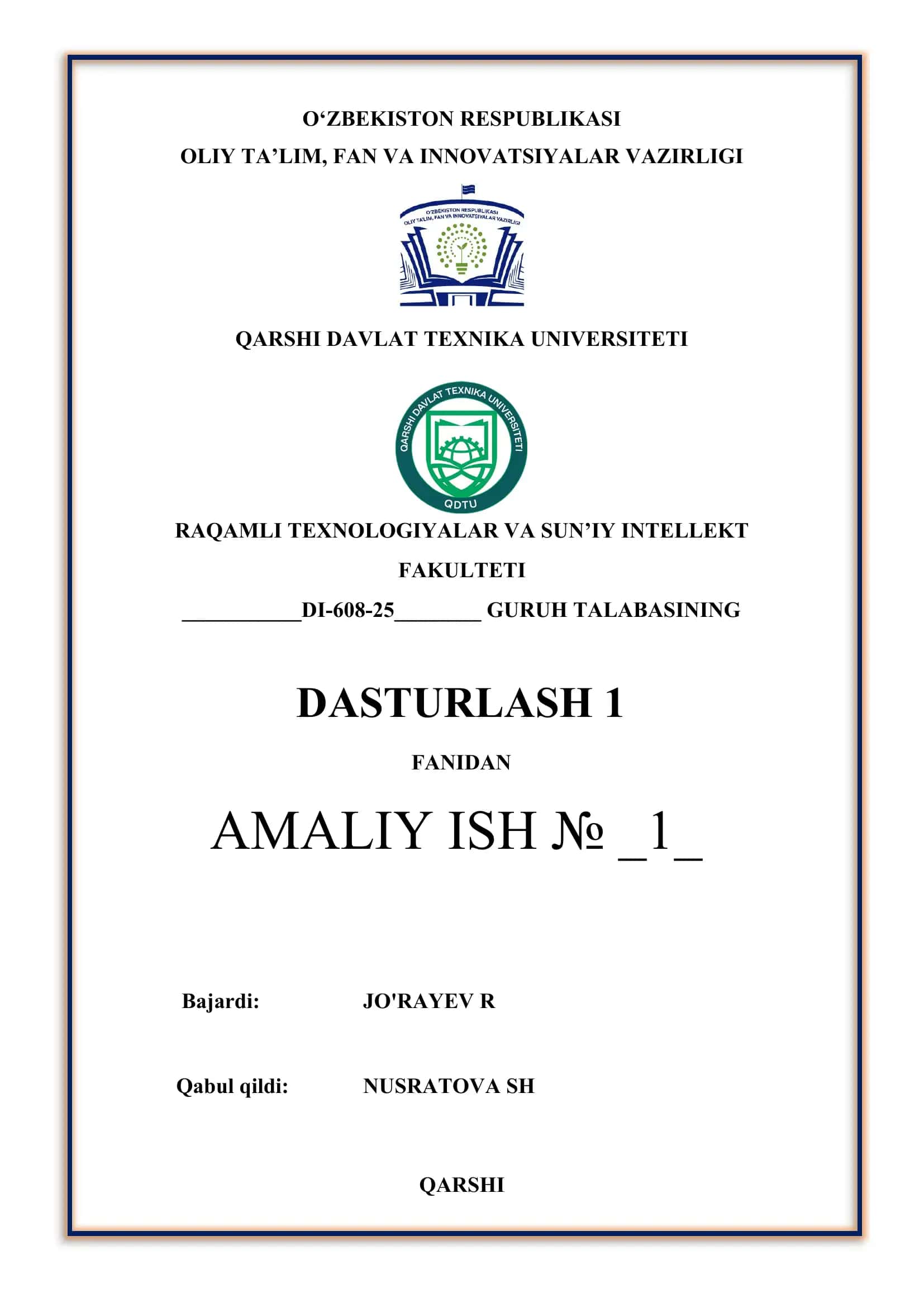 Chiziqli tuzilmali algoritmlarni tavsiflash, C++ tilida dasturlashtirish va kompyuterda hisoblashlar o‘tkazish