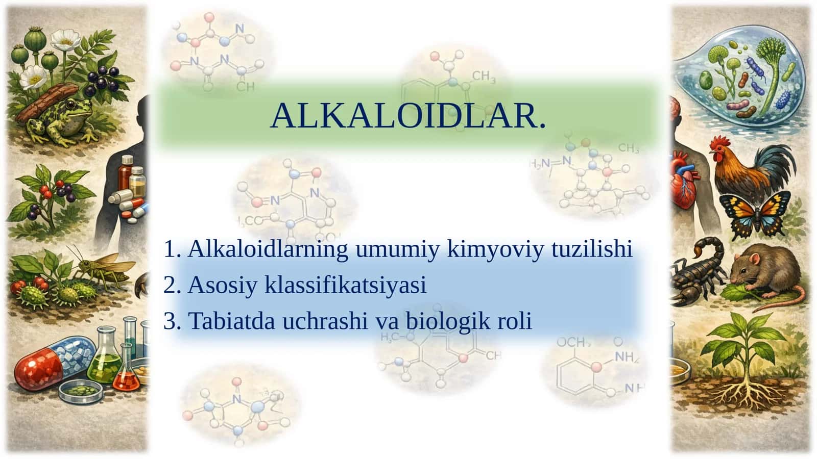 Alkaloidlar. Alkaloidlar haqida umumiy tushuncha.