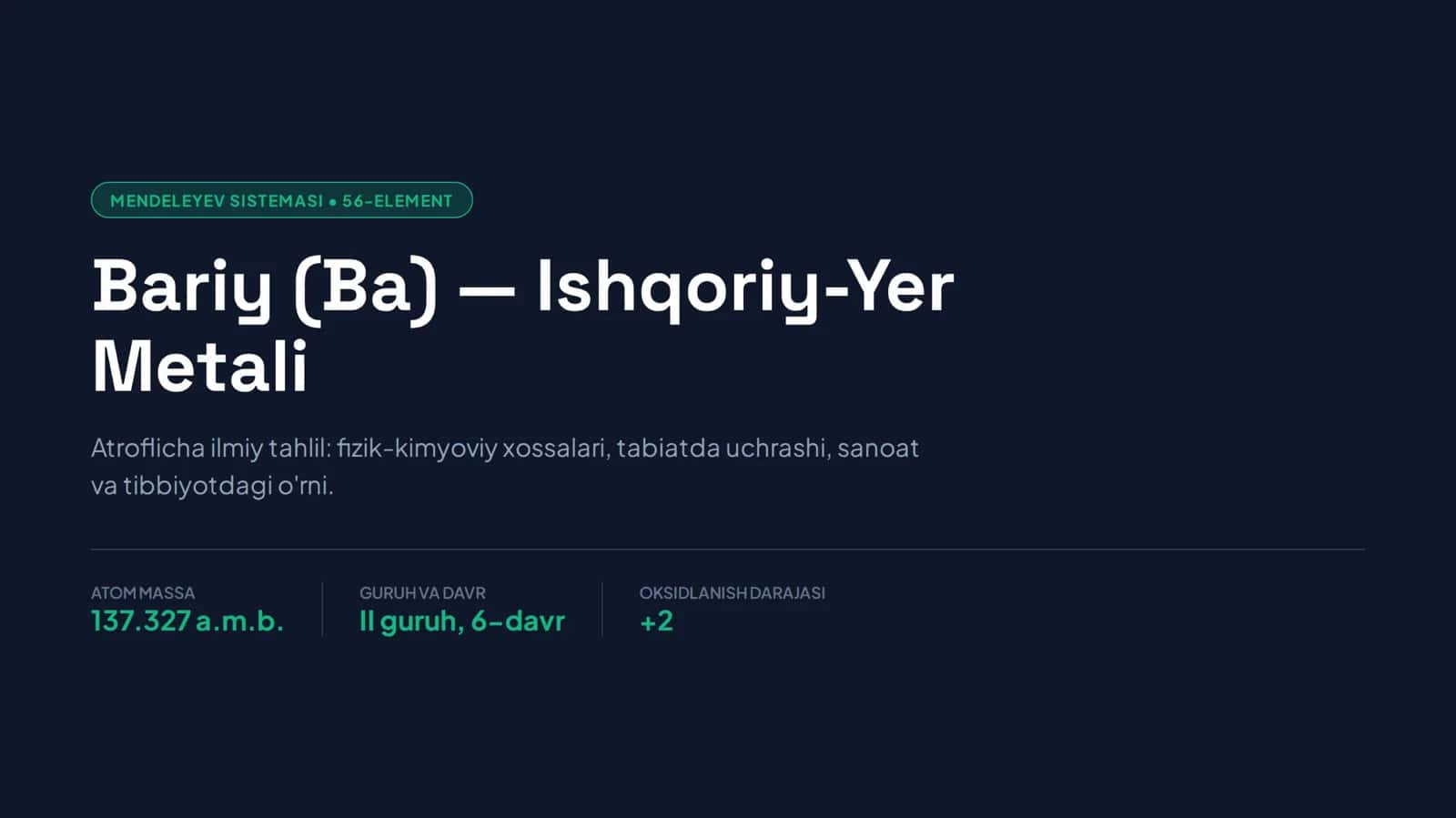 Bariy elementi haqida taqdimot
