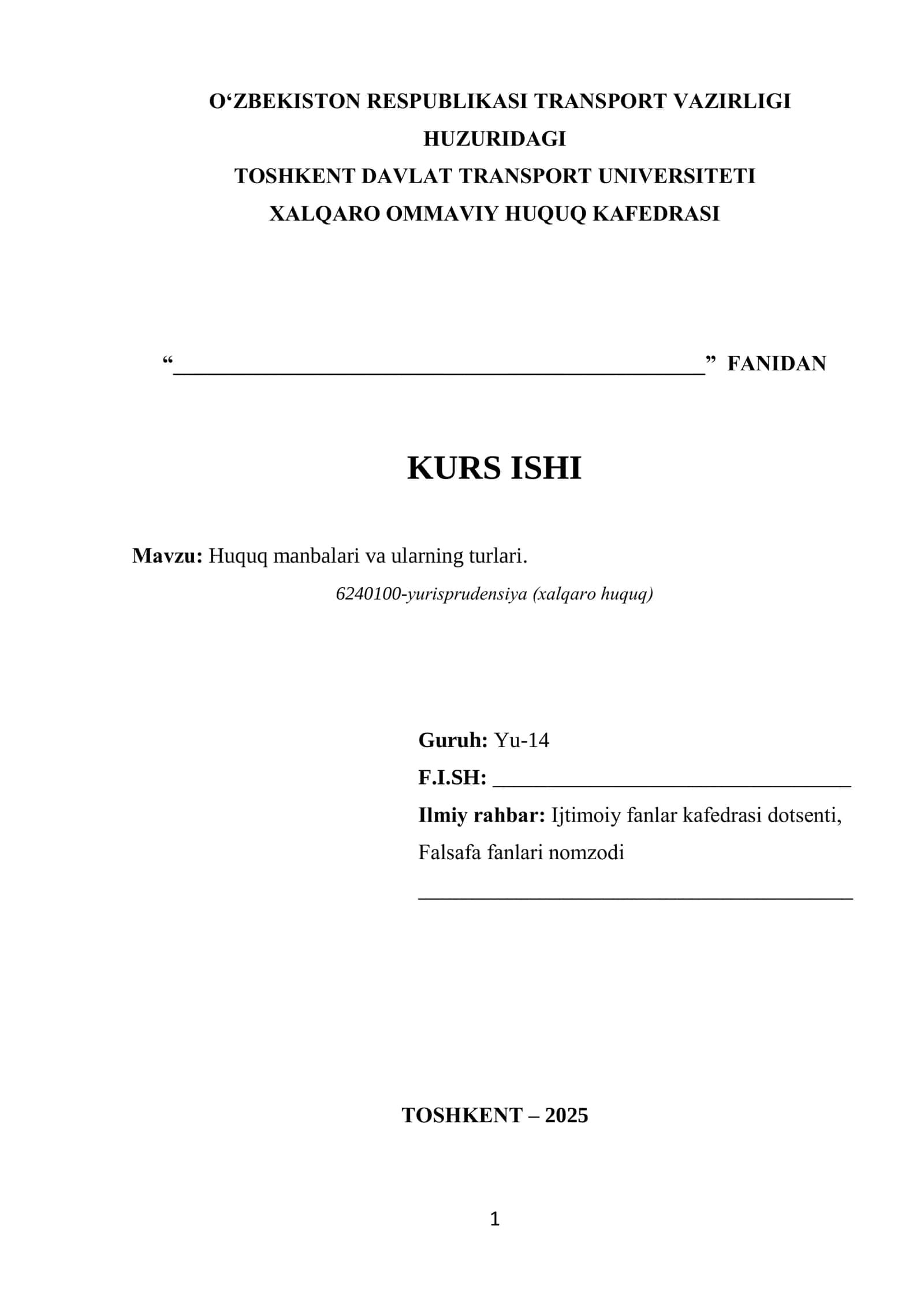 Huquq manbalari va ularning turlari
