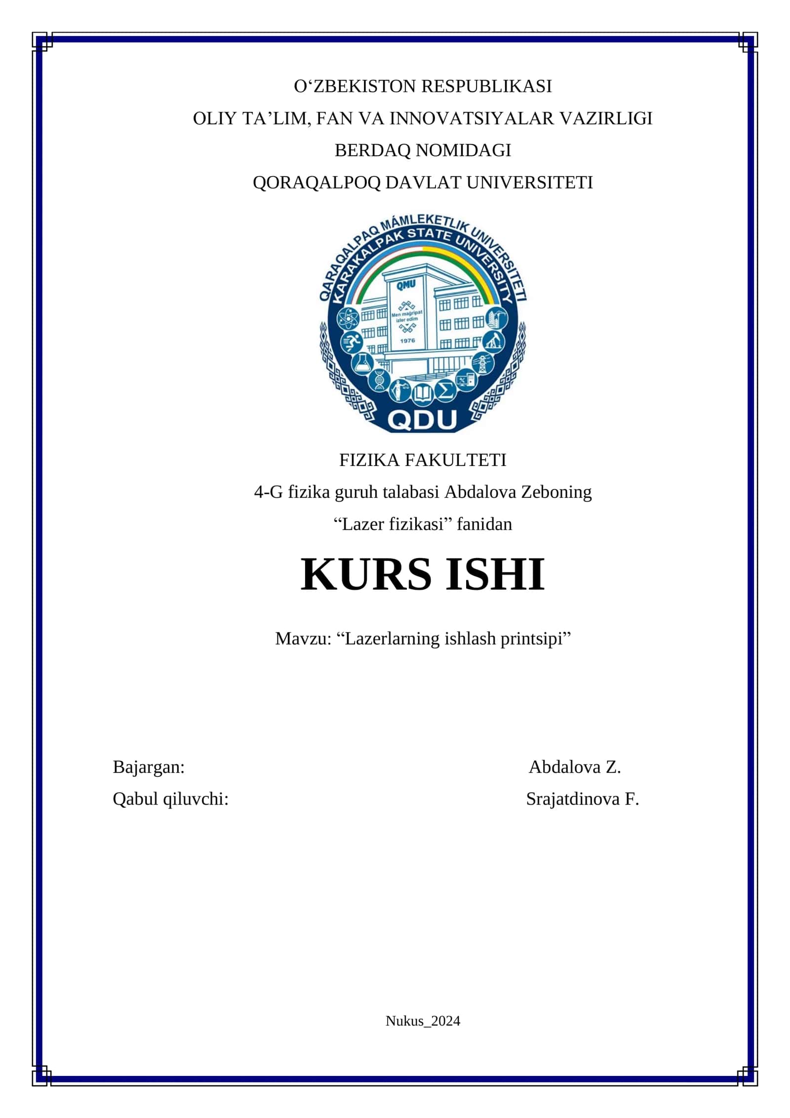 Lazerlarning ishlash printsipi