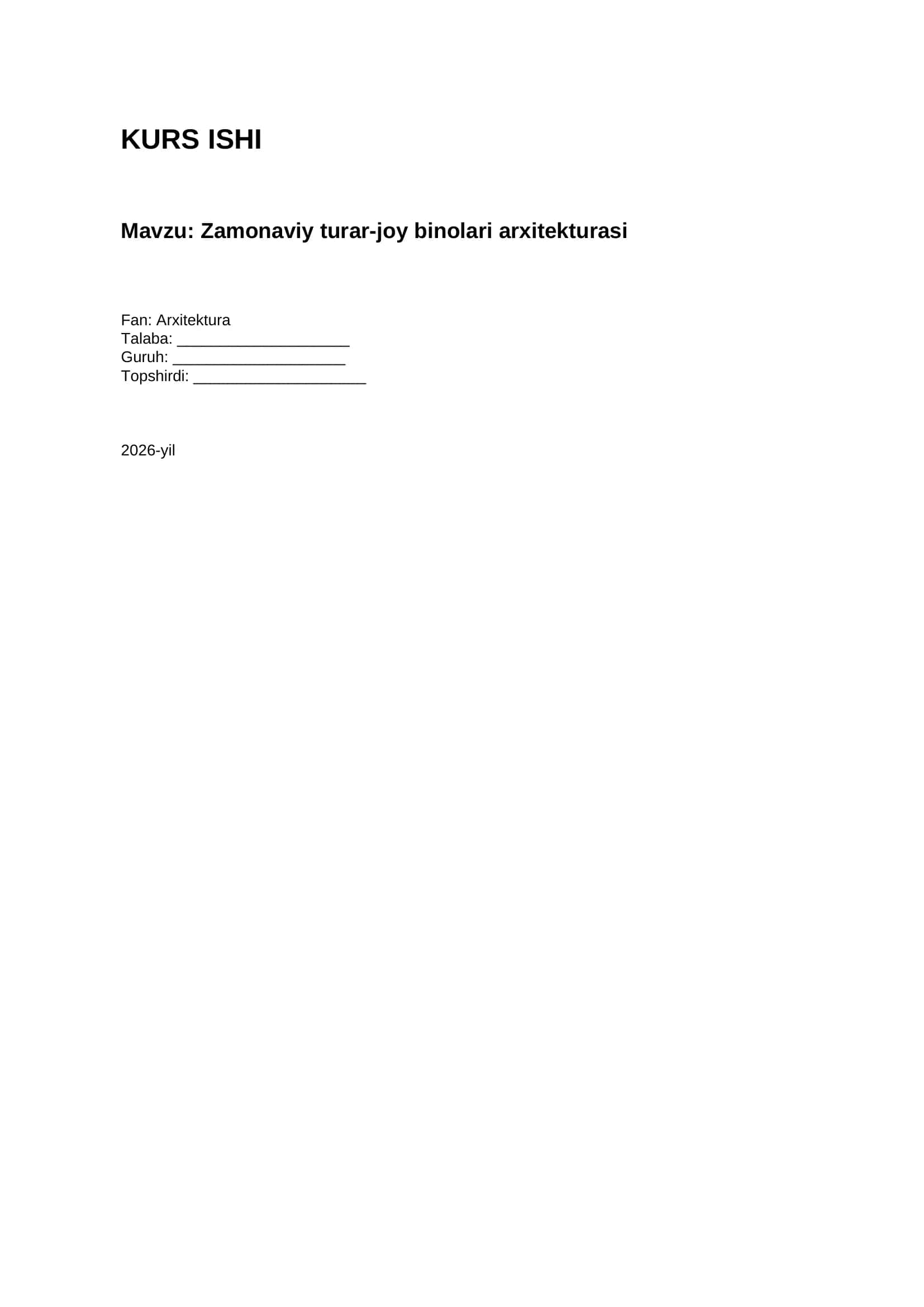 Zamonaviy turar-joy binolari arxitekturasi