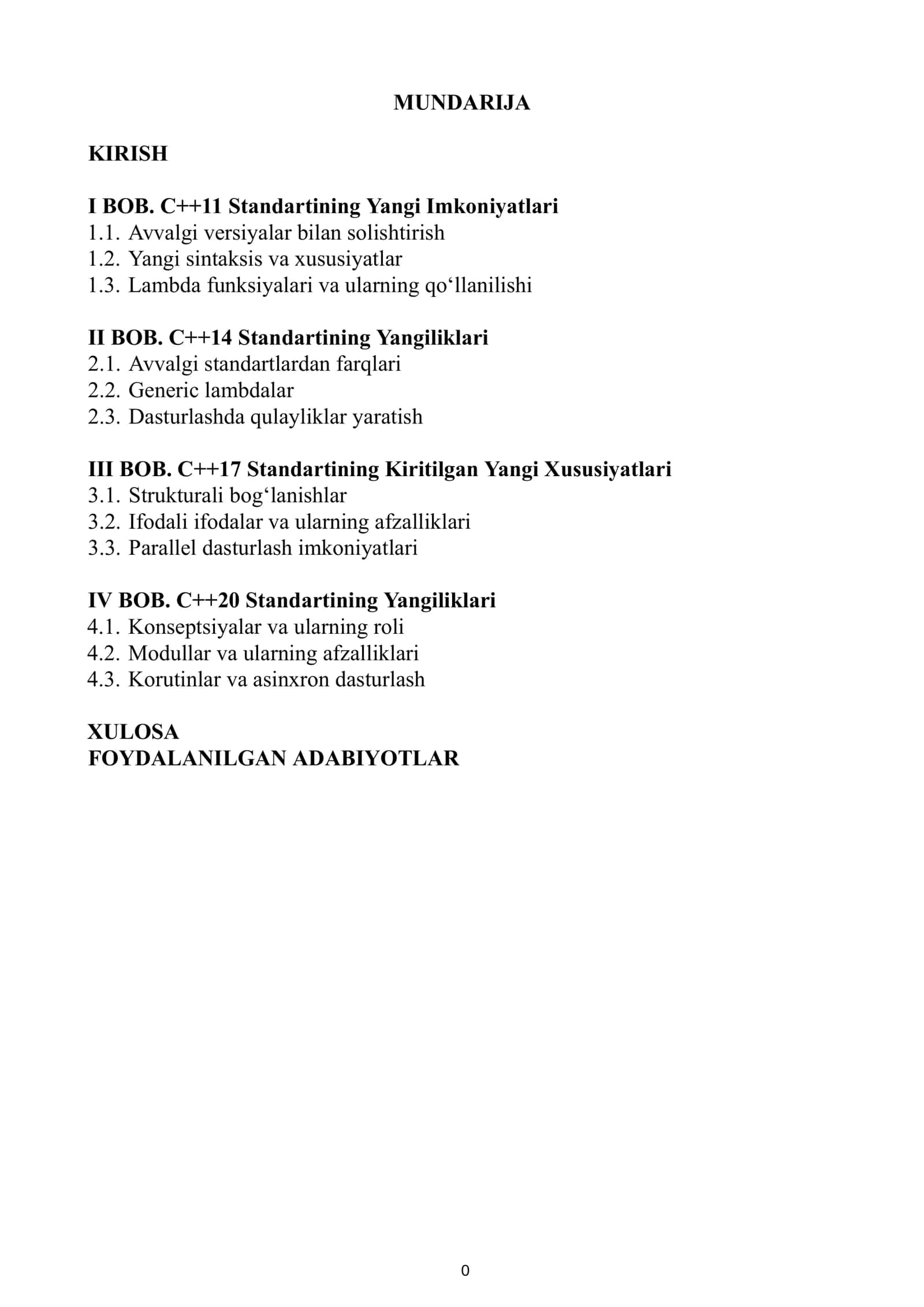 BOB. C++20 Standartining Yangiliklari