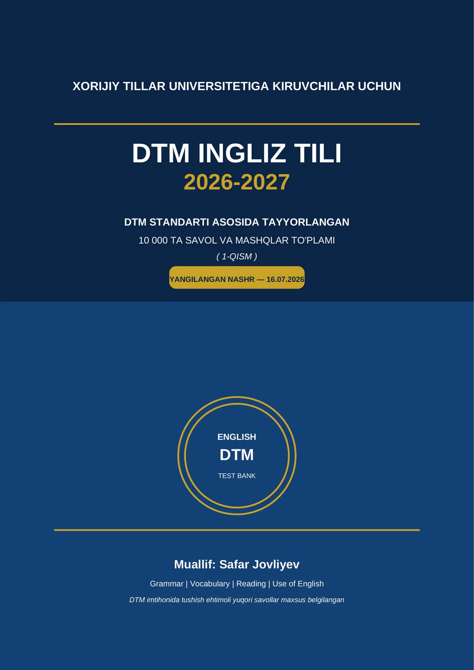 DTM INGLIZ TILI 2026-2027