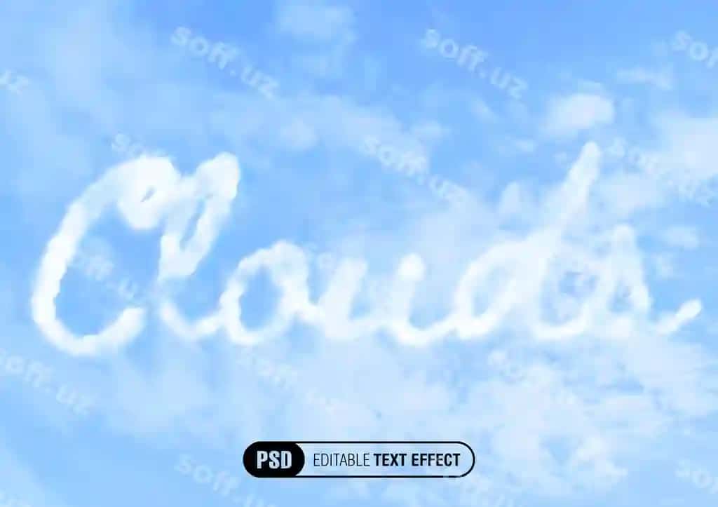 Oq bulutlar matn effekti ko'k osmon | White clouds text effect blue sky 2
