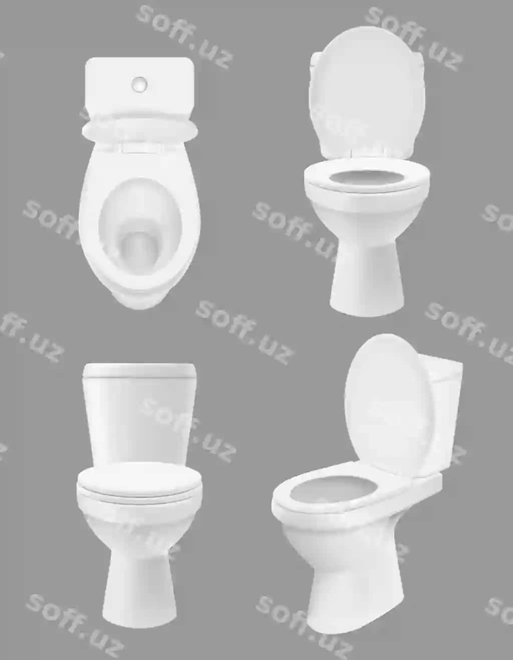 Realistik toza tualet, oq choykalar, hammom, yuvish xonasi, turli xil | Realistic clean toilet white bowls bathroom washing room various