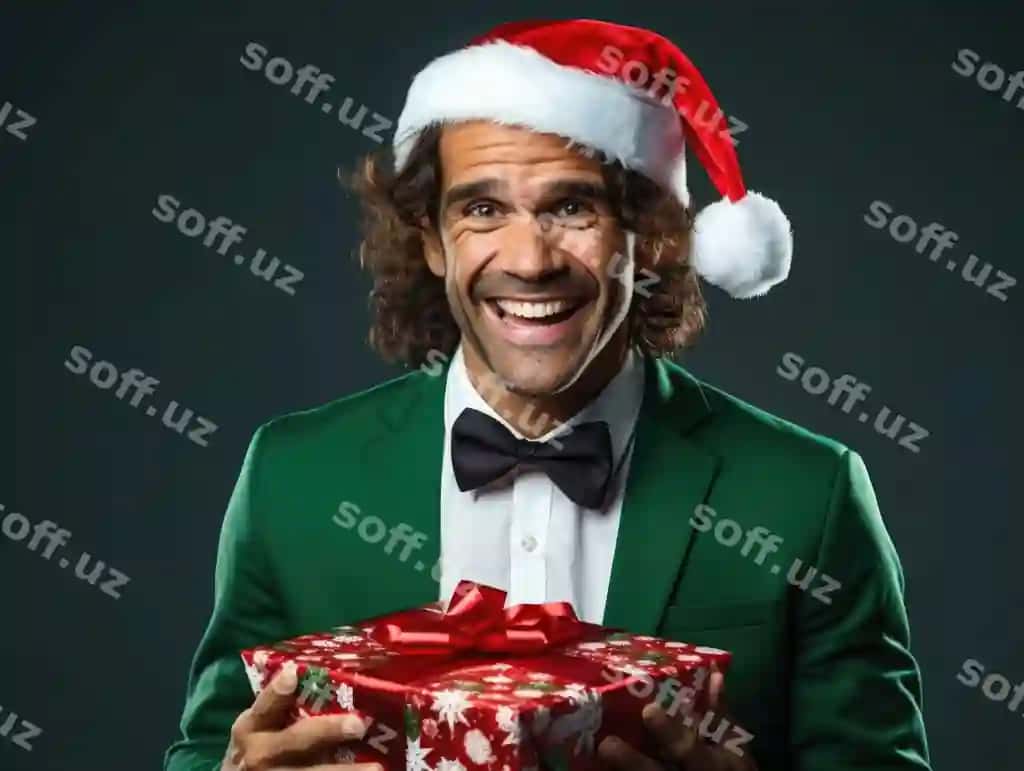 Baxtli erkak sovuq bilan santa shlyepa kiygan | Happy man with gift wear santa hat 2