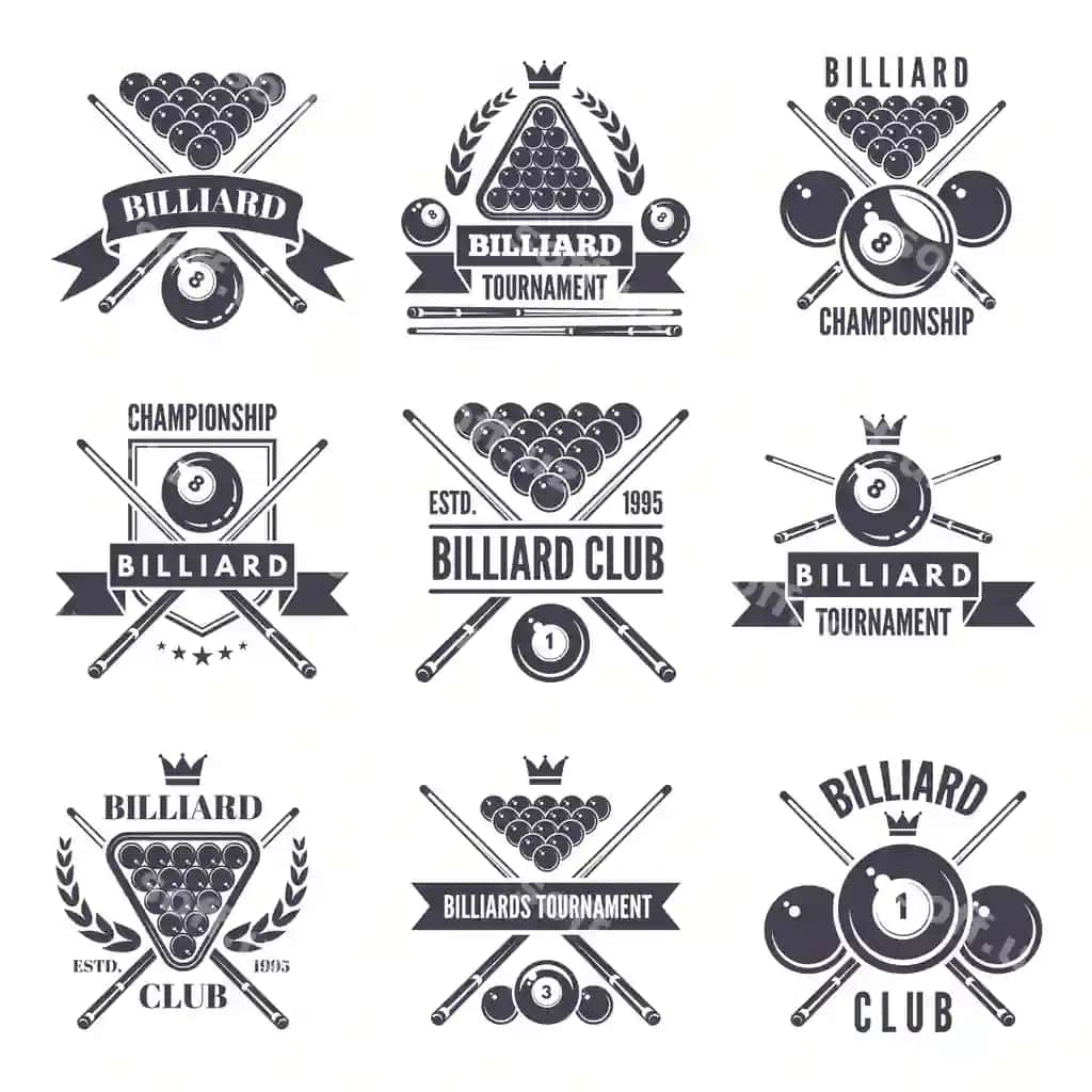 Monokrom etiketlar logotiplari billiard klubi | Monochrome labels logos billiard club