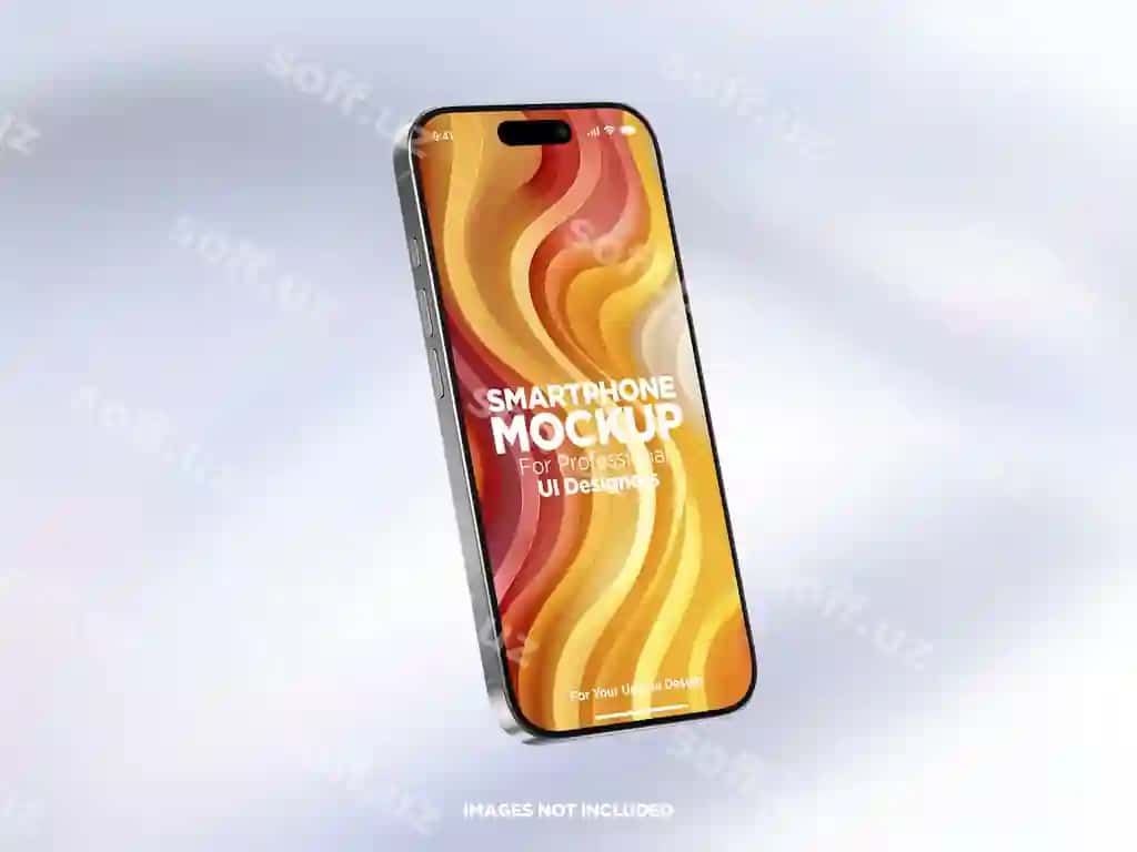 Haqiqiy iphone 16 pro max 3D akillik telefon ekrani namuna shabloni | Realistic iphone 16 pro max 3d smartphone screen mockup template