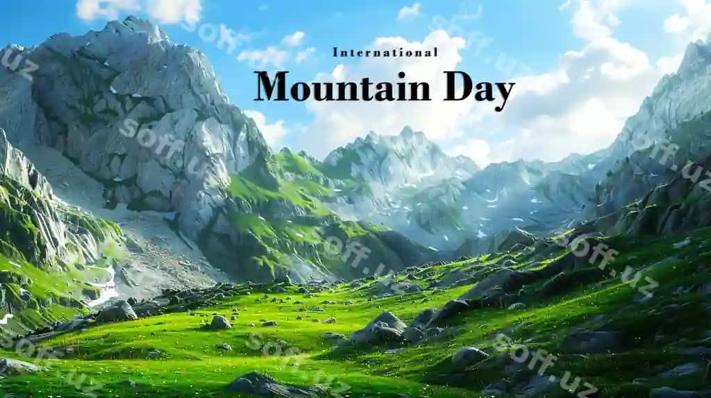 Realistik xalqaro tog'lar kuni banderasi tog'lar foni bilan | Realistic international mountain day banner with mountains background