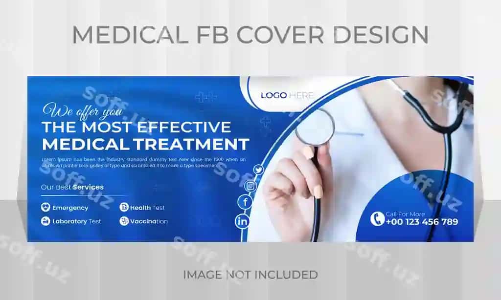 Tibbiy davolash sosial media varaqchi veb banner dizayn shabloni | Medical treatment social media cover web banner design template 2