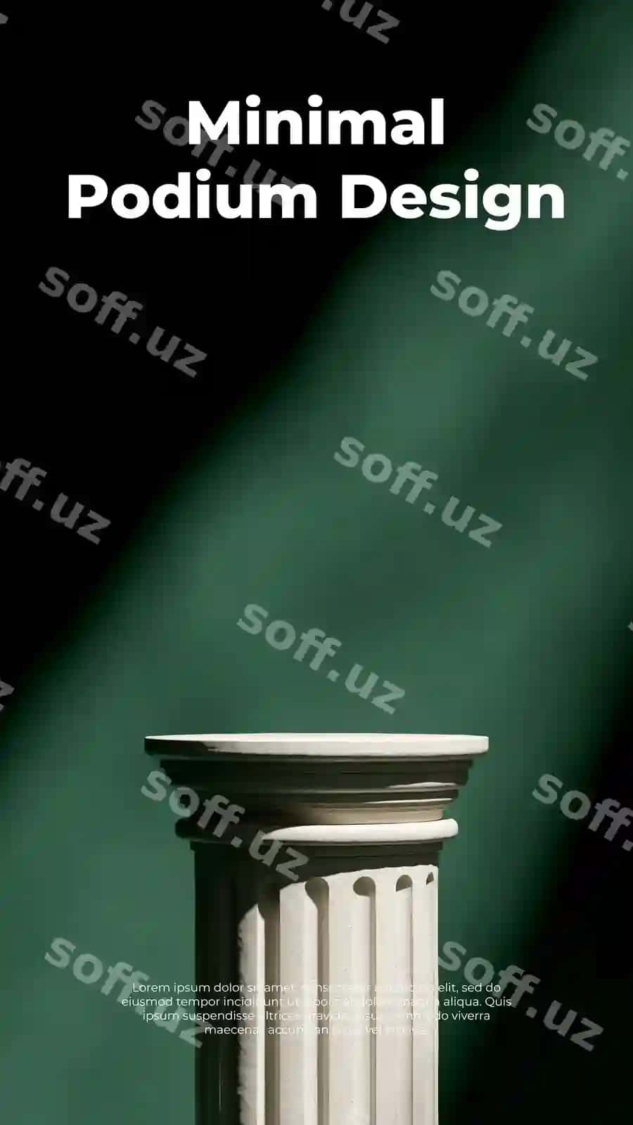 Portret qora yashil rangdagi devor 3D render sahna mockup oq keramika | Portrait dark green color wall 3d render scene mockup white ceramic