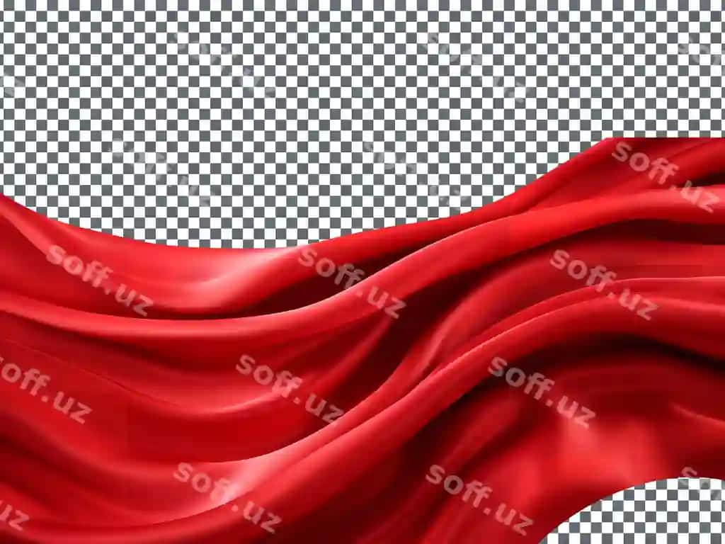 Chiroyli parvoz qiluvchi qizil ipak mato ajraltirilgan shaffof fonda | Beautiful flying red silk fabric isolated transparent background