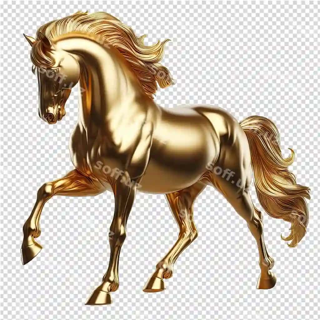 Oltin at oltin soch-dum bilan | Gold horse with gold mane tail