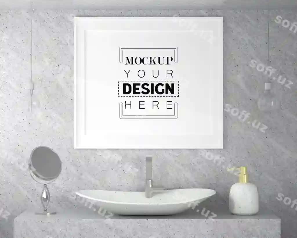 Poster ramka namunasi hammom ichkisi | Poster frame mockup bathroom interior