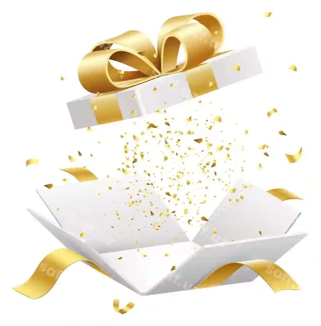Sovg'a qutisi oltin lenta ochilish ramz ikon | Giftbox gold ribbon opening symbol icon 2