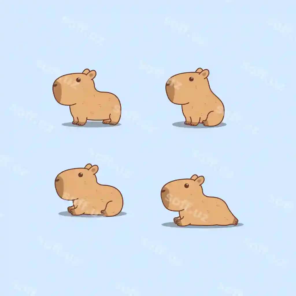 Mazali kapibara kartun vektor illustratsiyasi | Cute capybara cartoon vector illustration 2