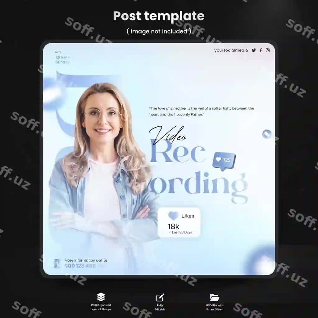 Video yozish marketing ijtimoiy tarmoqlar banner reklama posteri | Video recording marketing social media banner poster