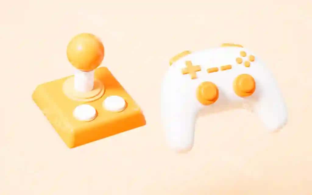 Karykatura stilidagi sariq orqa fondagi 3D rendering | Cartoon gamepad yellow background 3d rendering 2