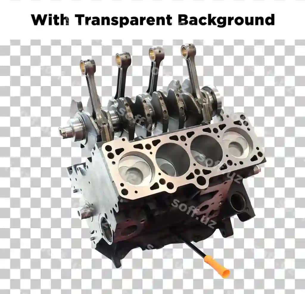 Dvigatel bloki kruykaval majmuasi shaffof fonda | Engine block crankshaft assembly with transparent background