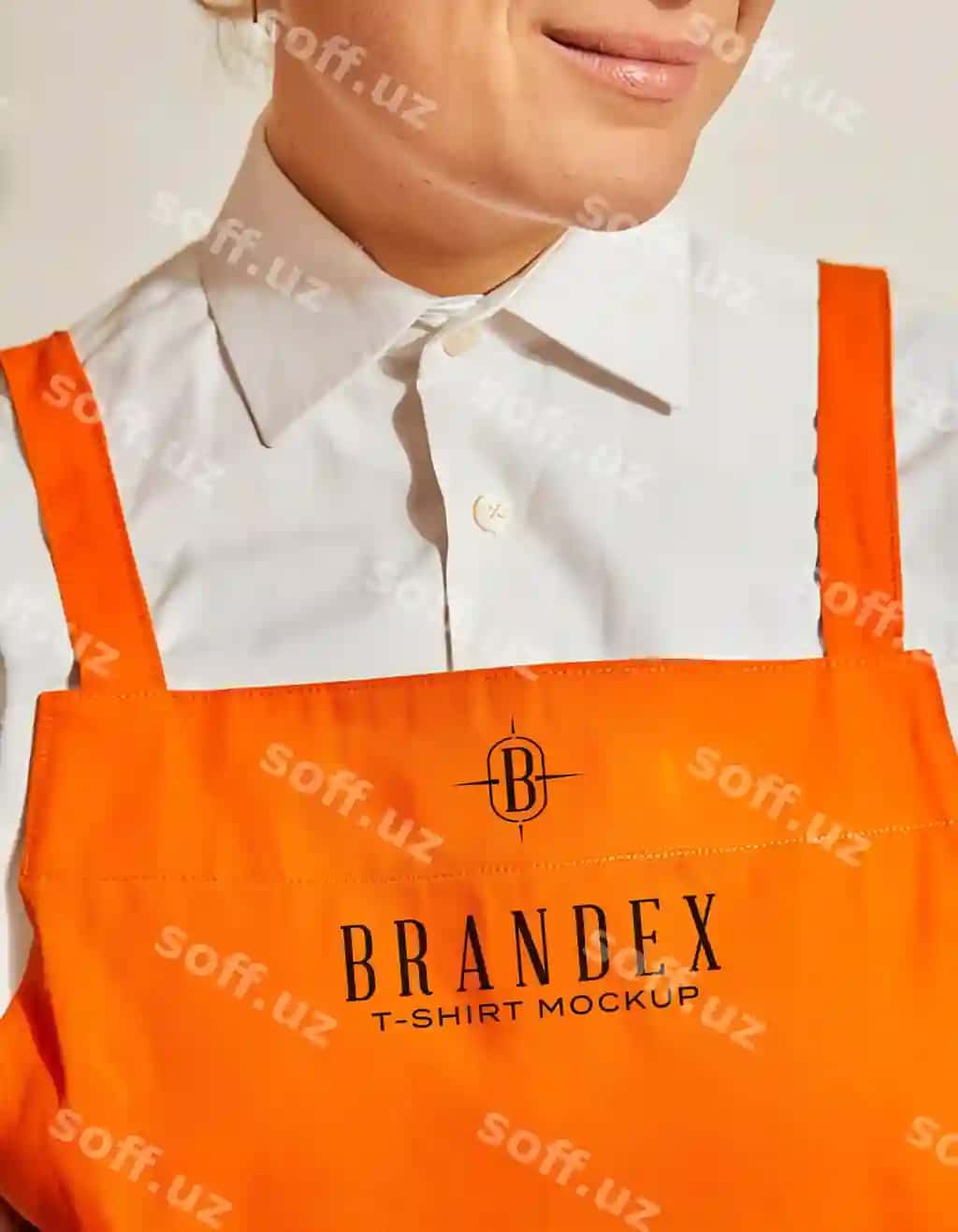Chiroyli fartuk kostyum mockup brendirovka joylashuvi bilan | Elegant apron uniform mockup with branding placement 2