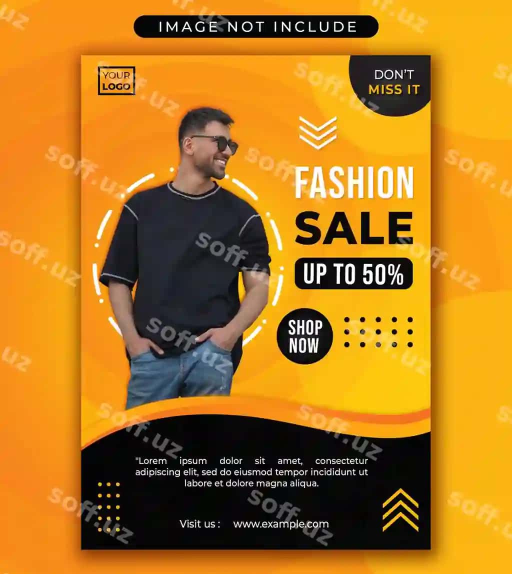 Poster moda sotuv shablon apelsin qora | Poster fashion sale template orange black 2
