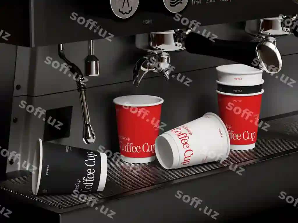 Qahve sochigi mockup espresso mashinasi | Coffee cups mockup espresso machine