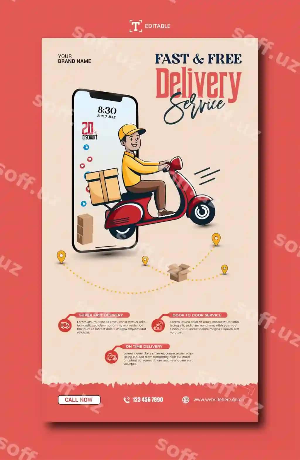 Yetkazib berish Instagram hikoya dizayn shabloni promosional reklamalari | Delivery instagram story design template ads promotional