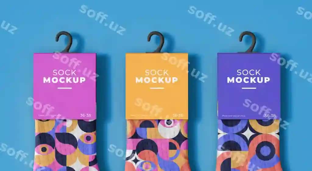 Anqaraks naqshli namuna dizayn charqlar | Mock up design socks with abstract pattern 2