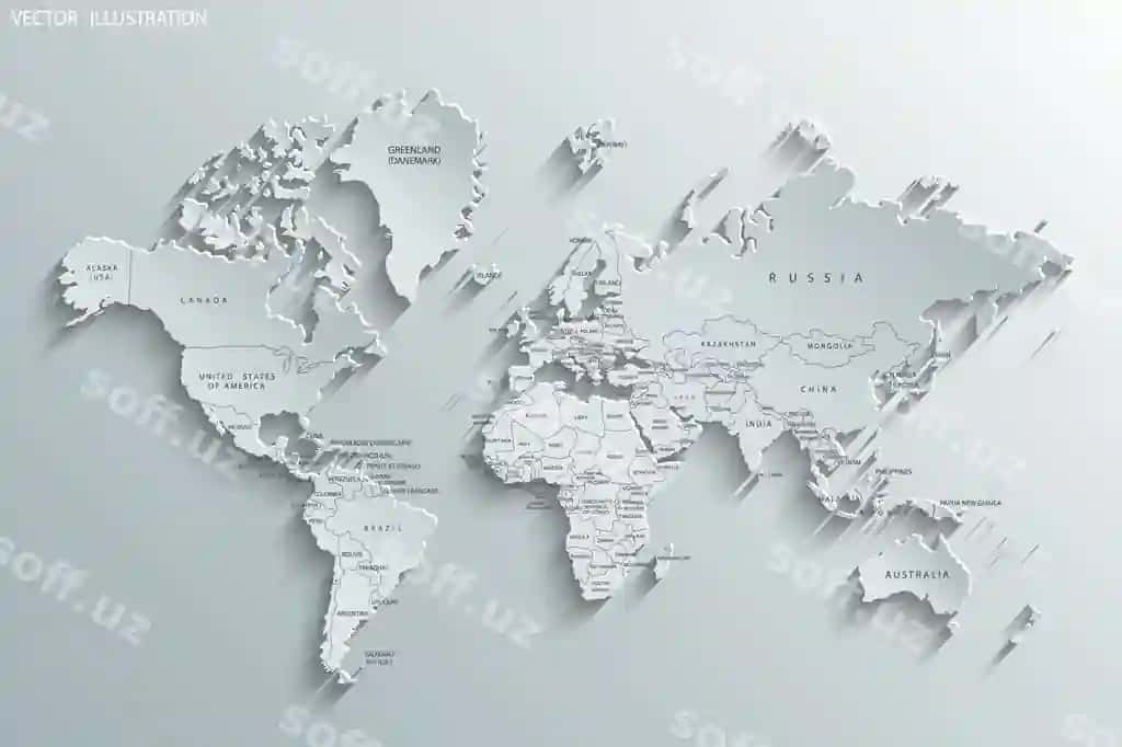 Siyosiy xarita dunyo kulrang xarita davlatlar xaritasi oq dunyo xarita qog'oz | Political map world gray world mapcountries white world map paper