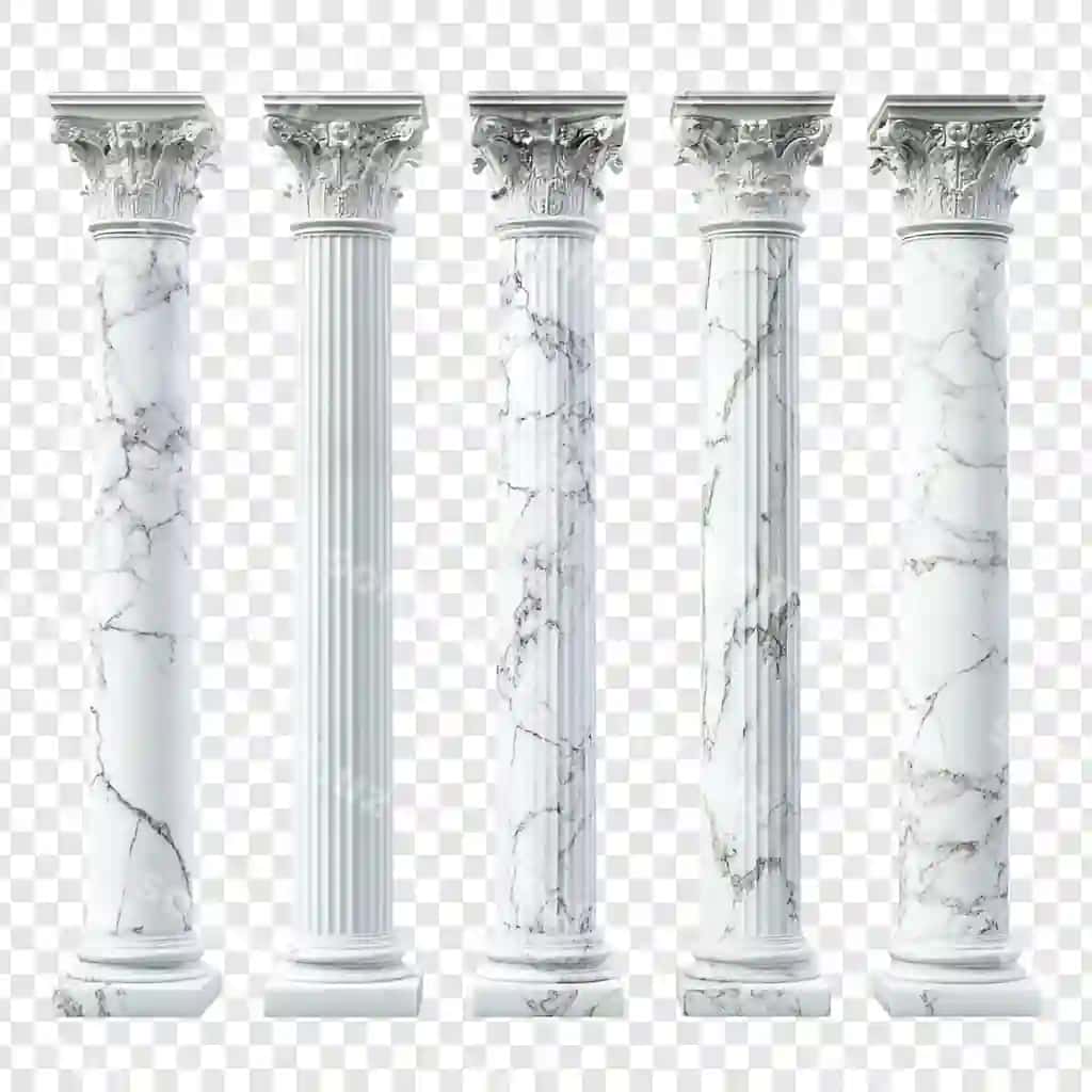 Besh marble sutonlar turli uslubdagi | Five marble columns with different styles