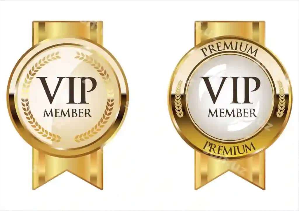 Vip premium a'zo golden badge oq fonda | Vip premium membership golden badge white background