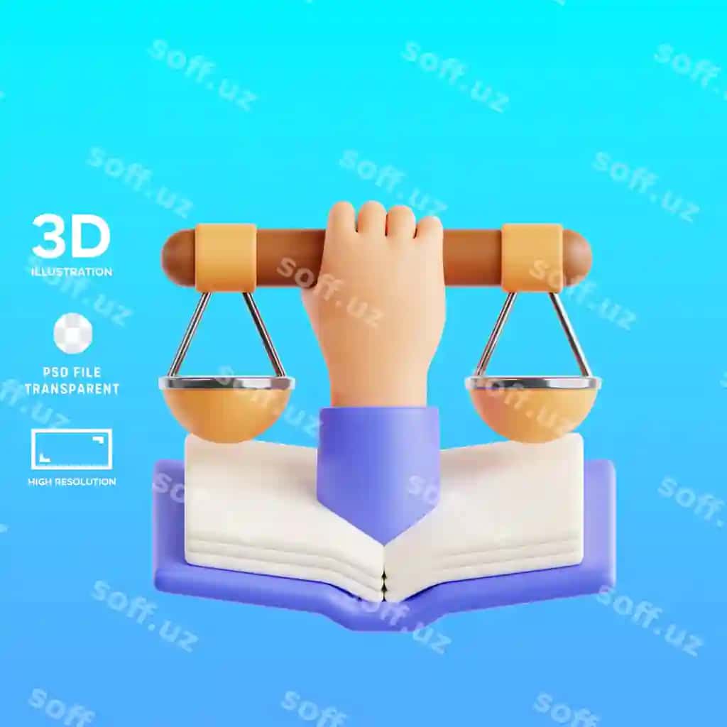 Psd adolat 3D illustratsiyasi | Psd justice 3d illustration