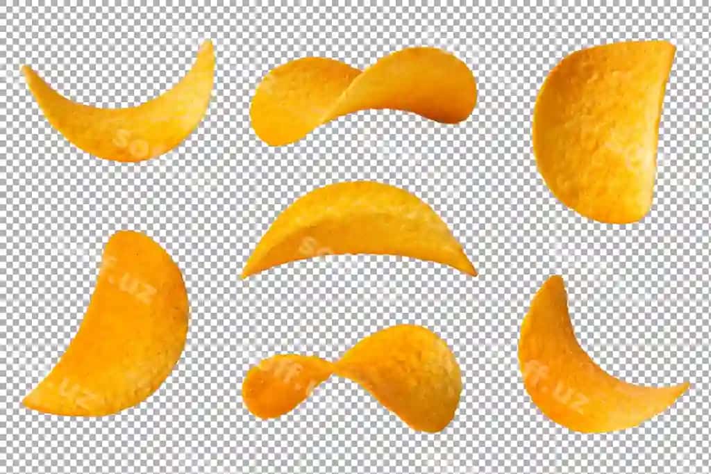 Kartoshka chiplari ajraltirilgan to'plami | Potato chips isolated collection set