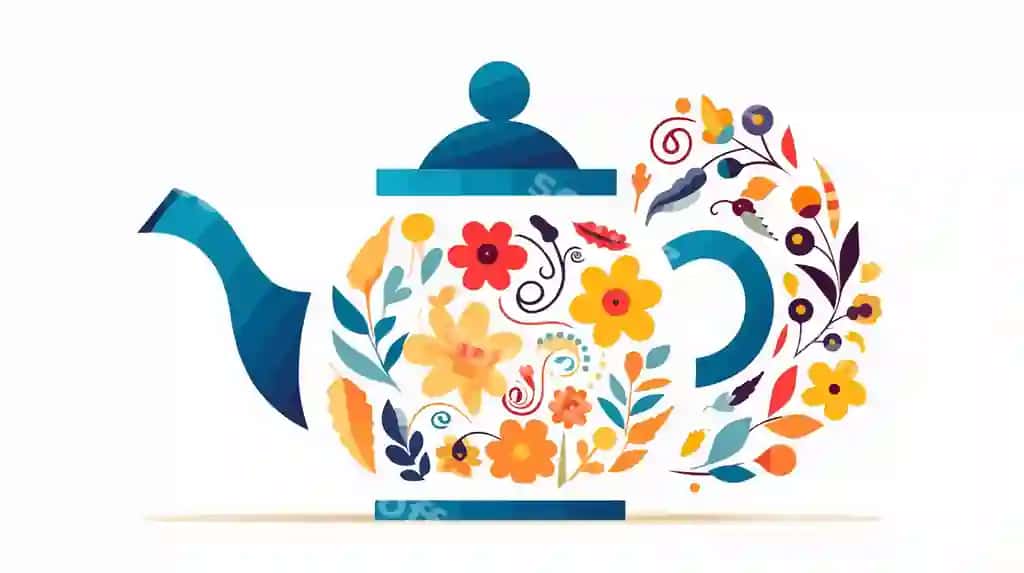 Choy vaqti konsepsiyasi choy qozoni dizaynli vektor illustratsiyasi | Tea time concept with tea kettle design vector illustration