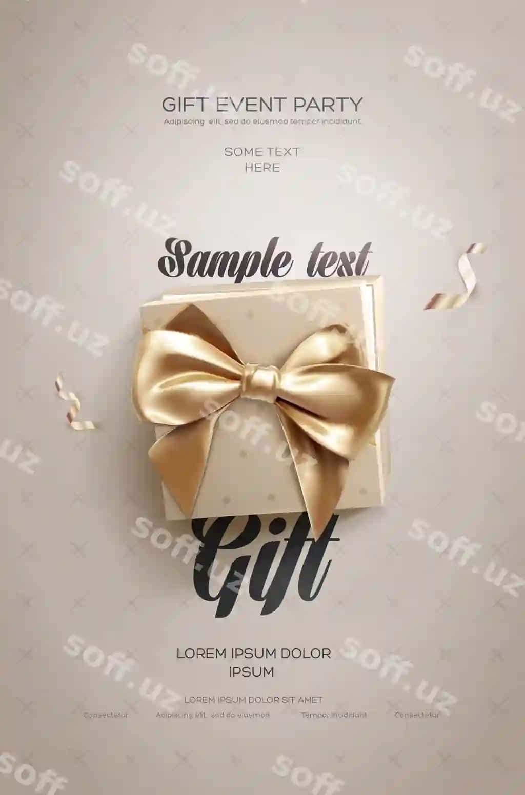 Oq bayramiy plakat yuqori ko'rinish sovg'a qutisi rim | White festive poster top view gift box bow 2
