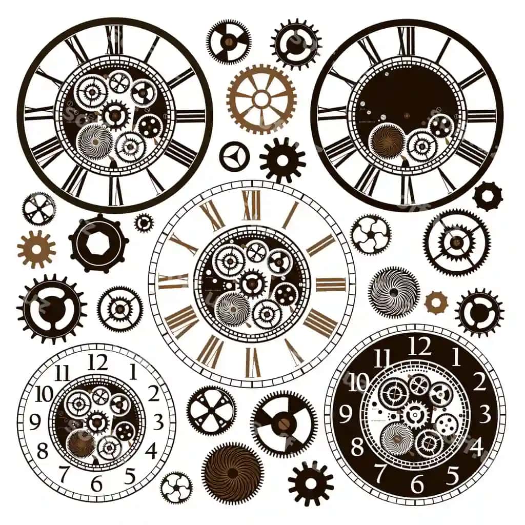 Karta soat qismlari bilan | Card with clock parts 2